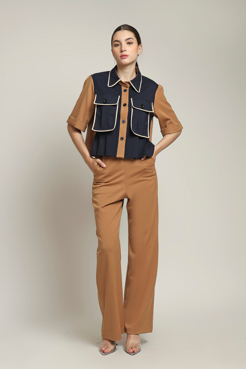 Bloom et Champs Kemeja Kantong Lipat Mocha