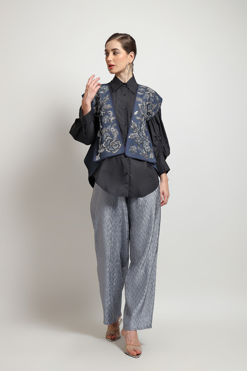 Bloom et Champs Outer Kaku Denim Payet/Elastic Grey Pleats Pants