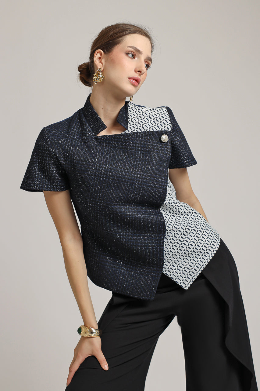 Bloom et Champs Kemeja Diagonal Lengan Pendek