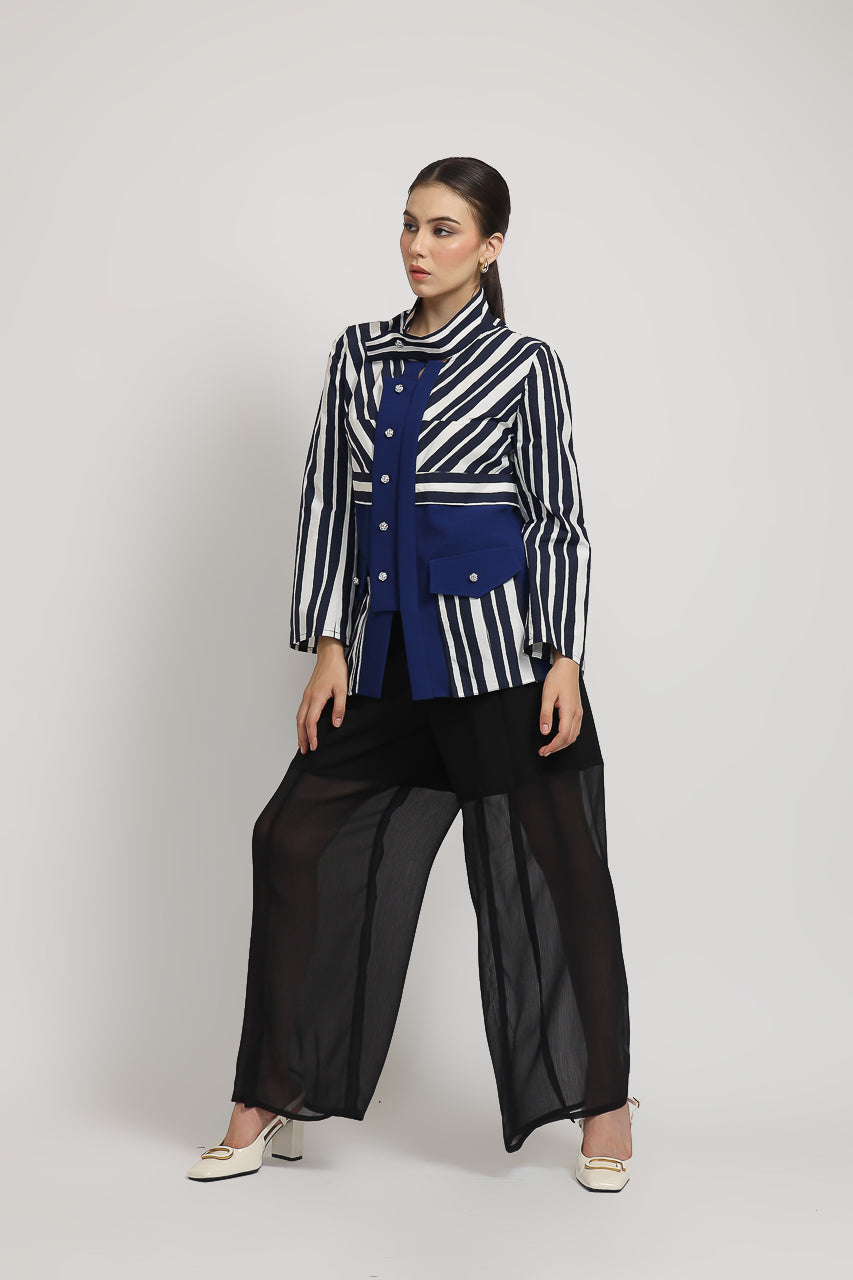 Bloom et Champs Kemeja Salur Elektrik/Alena Chiffon Pants