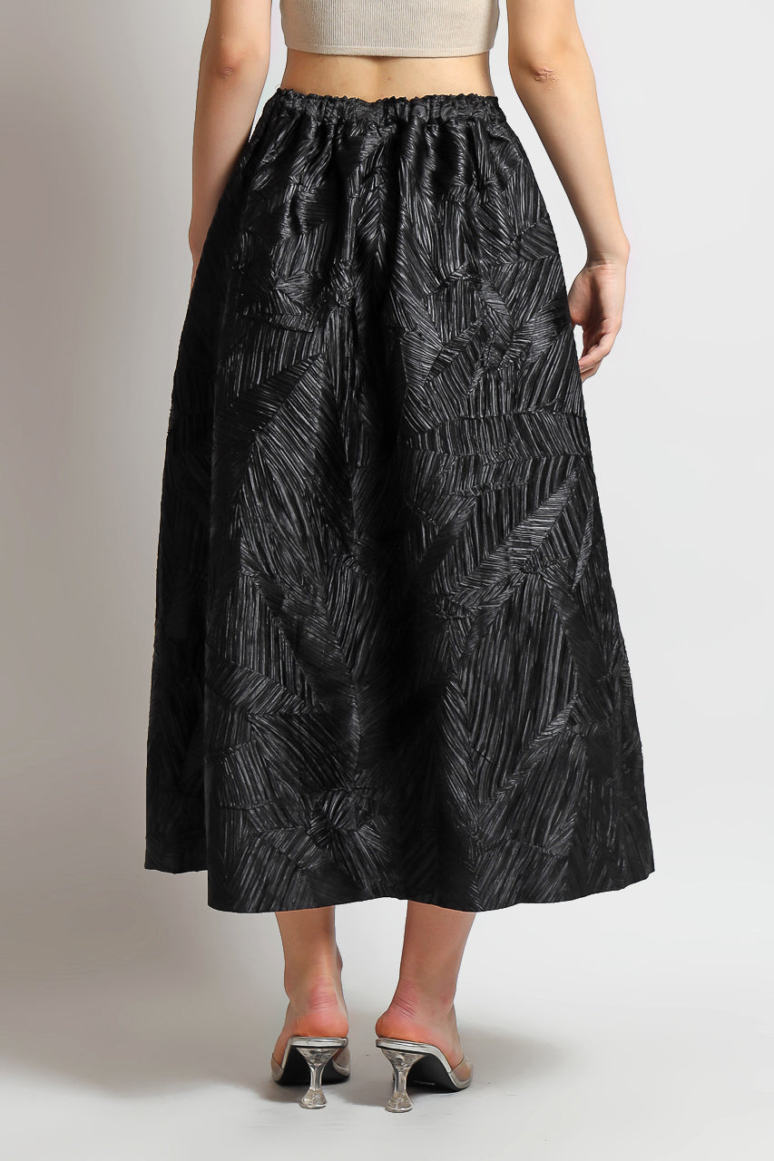 Bloom et Champs Embossed Pleats Skirt/Blazer Pleats in Black