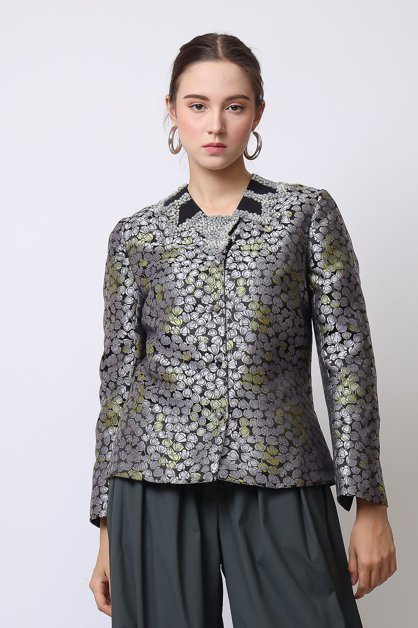 Bloom et Champs Grey Jacquard Blazer