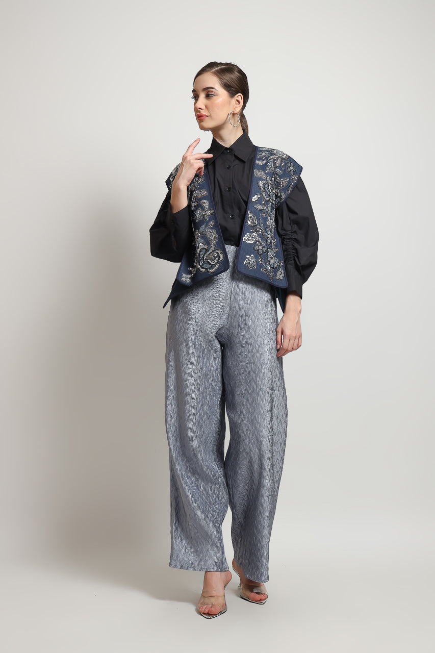 Bloom et Champs Outer Kaku Denim Payet/Elastic Grey Pleats Pants