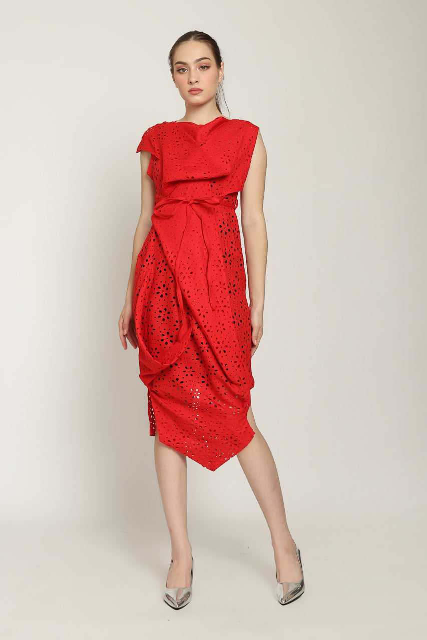 Bloom et Champs Dress Sumba Eyelet in Red