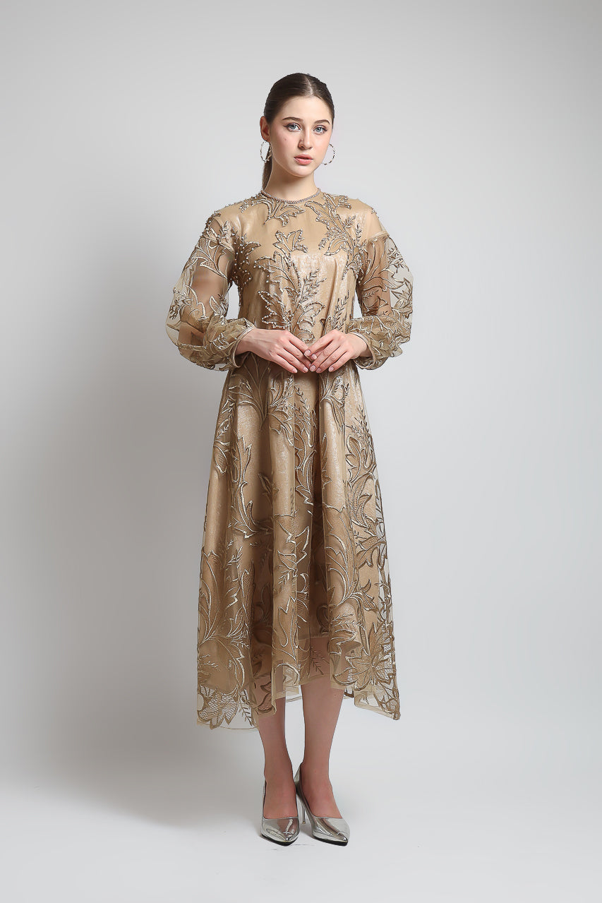 Bloom et Champs Fiona Leaves Dress with Beading