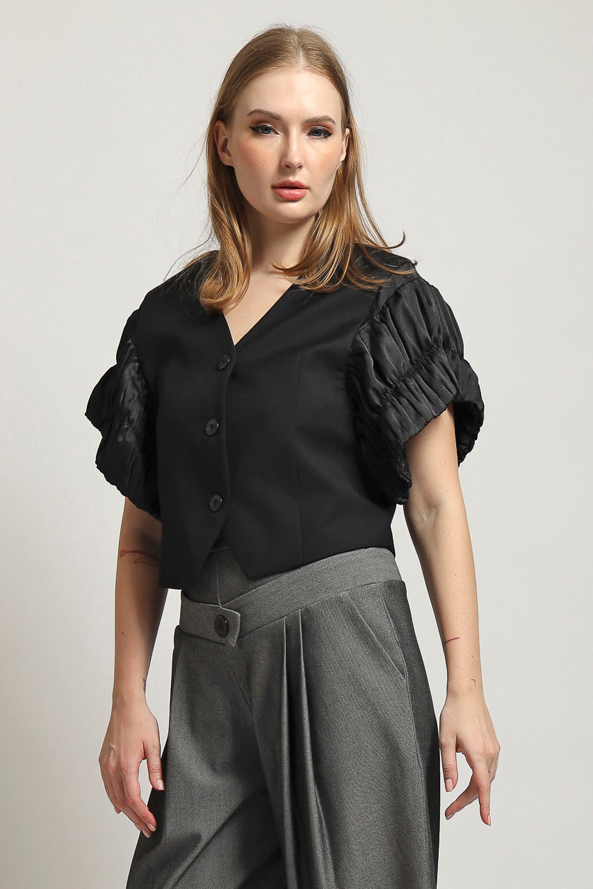 Bloom et Cotton Wrinkled Sleeved Vest
