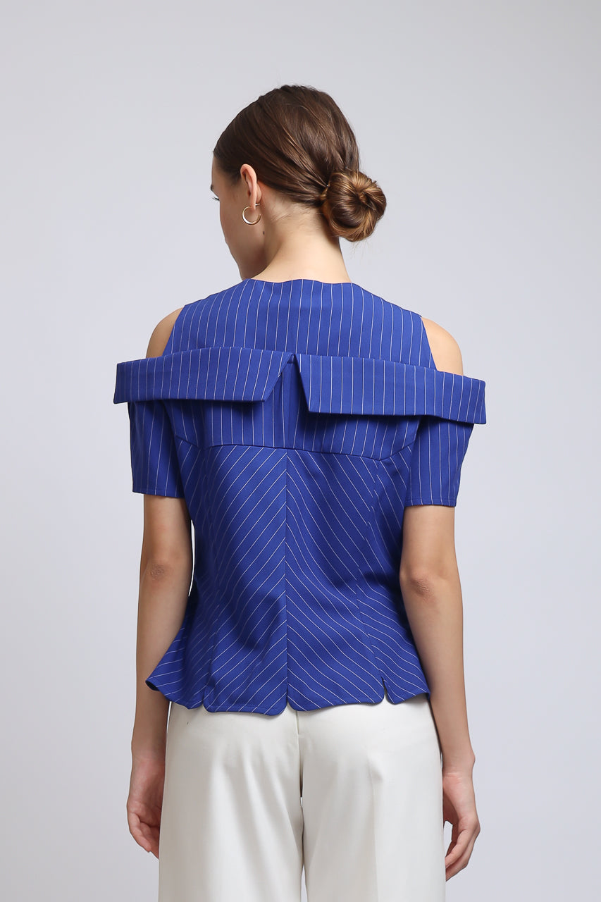 Bloom et Champs Stripe Sabrina in Coral Blue