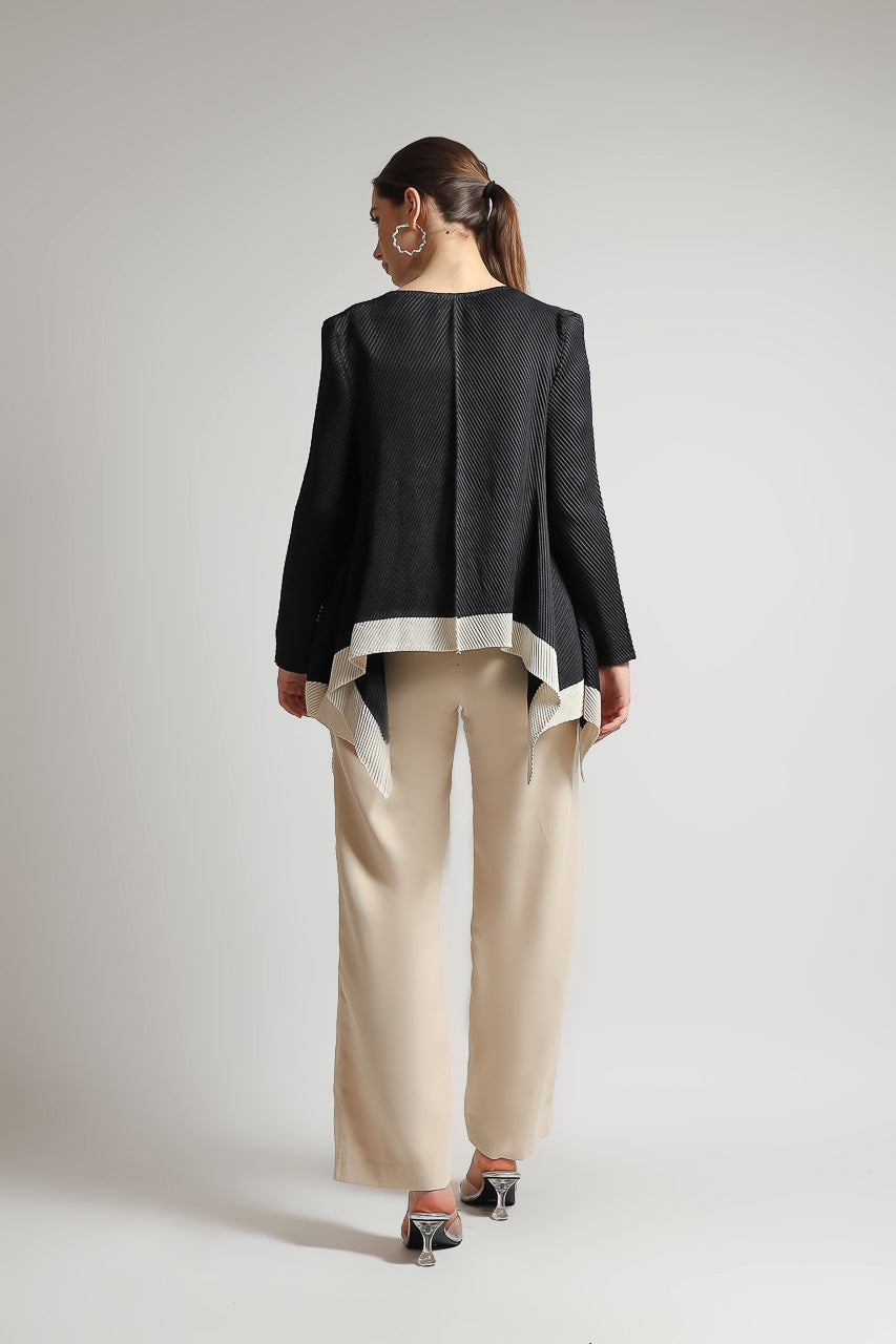 Bloom et Champs Top Kotak Pleats Monochrome