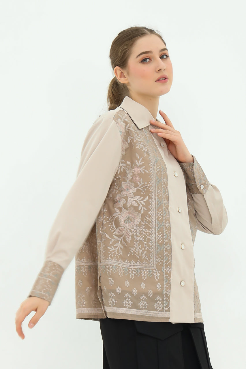 Bloom et Champs Nude Embroidered Shirt