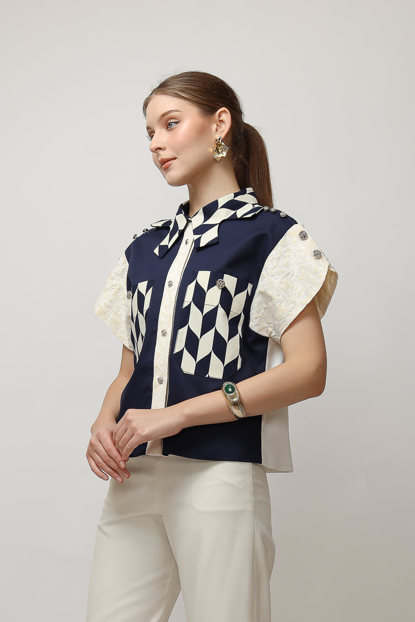 BLoom et Champs Kemeja Catur Navy