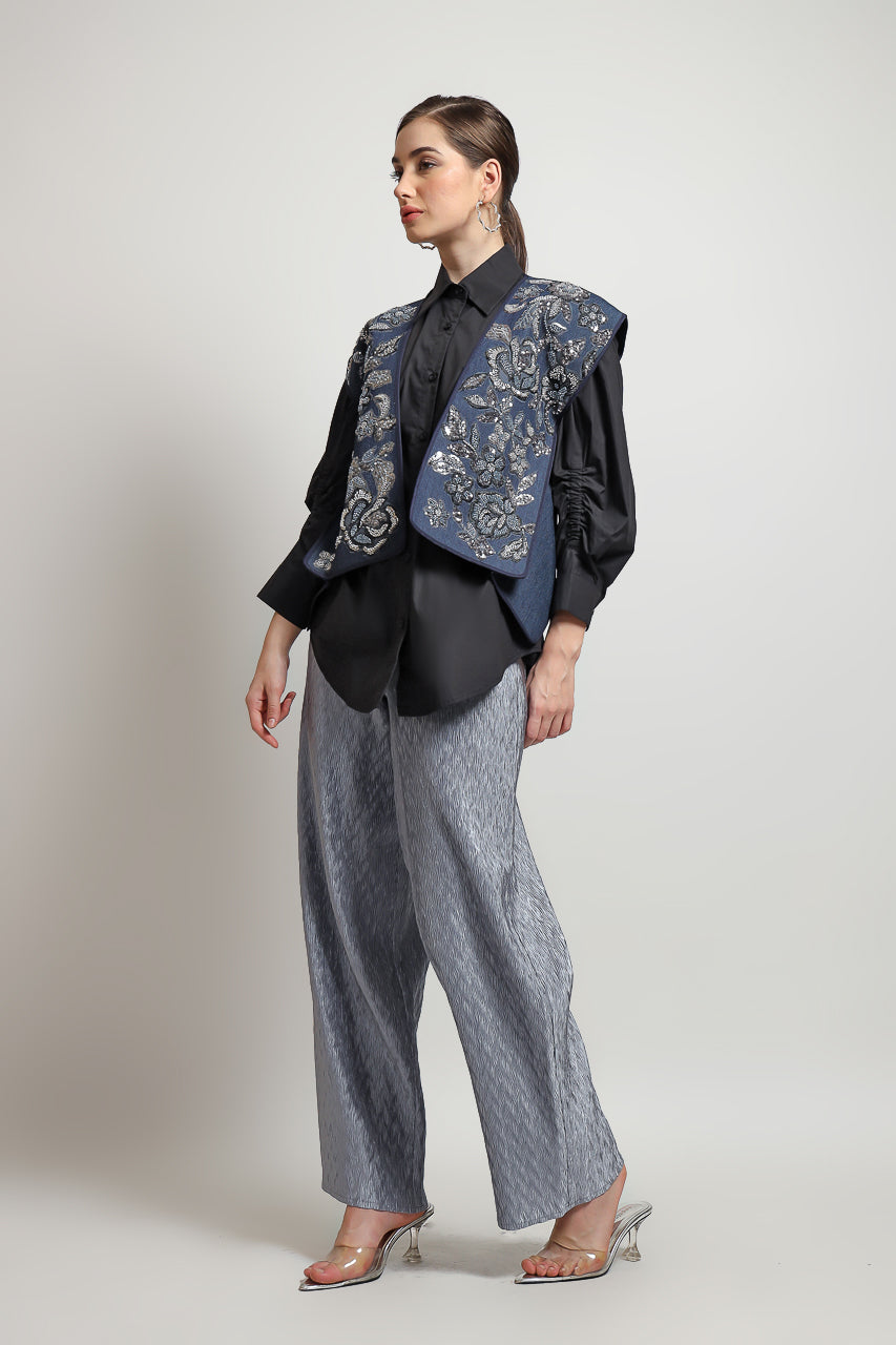 Bloom et Champs Outer Kaku Denim Payet/Elastic Grey Pleats Pants