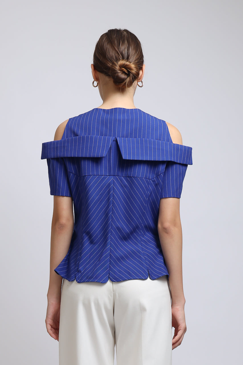 Bloom et Champs Stripe Sabrina in Coral Blue