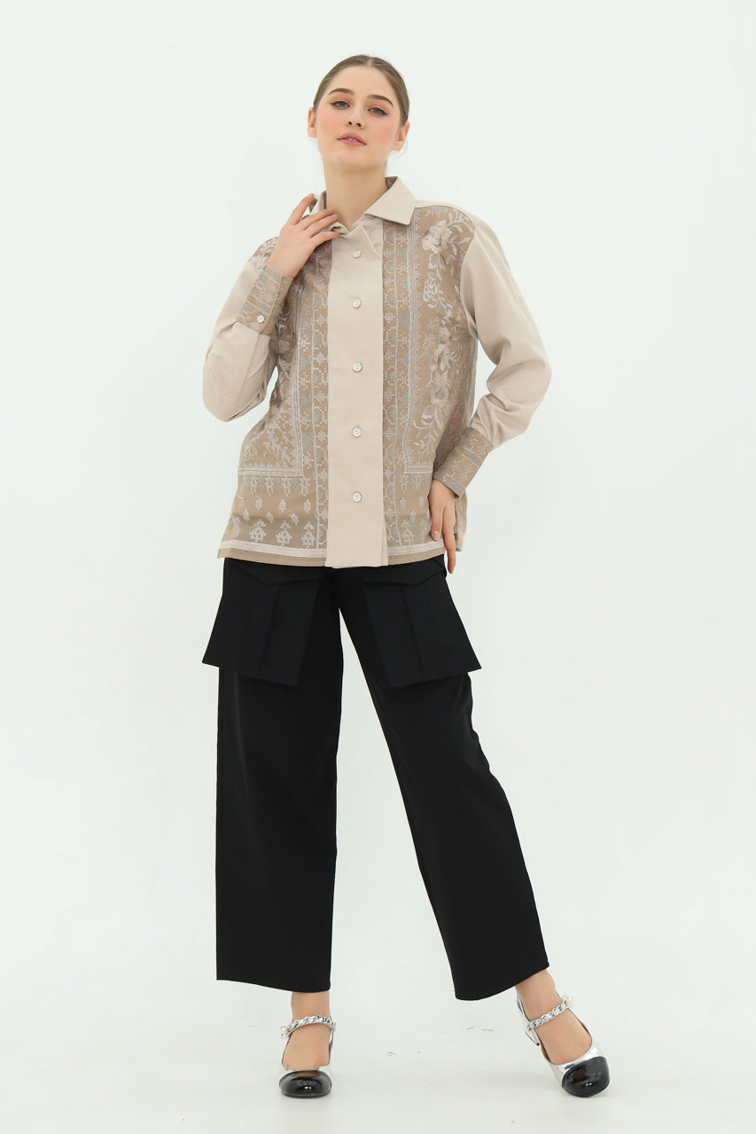 Bloom et Champs Nude Embroidered Shirt