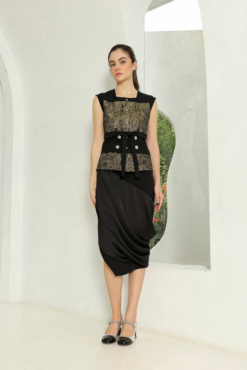 Bloom et Champs Jacquard Obi Blouse