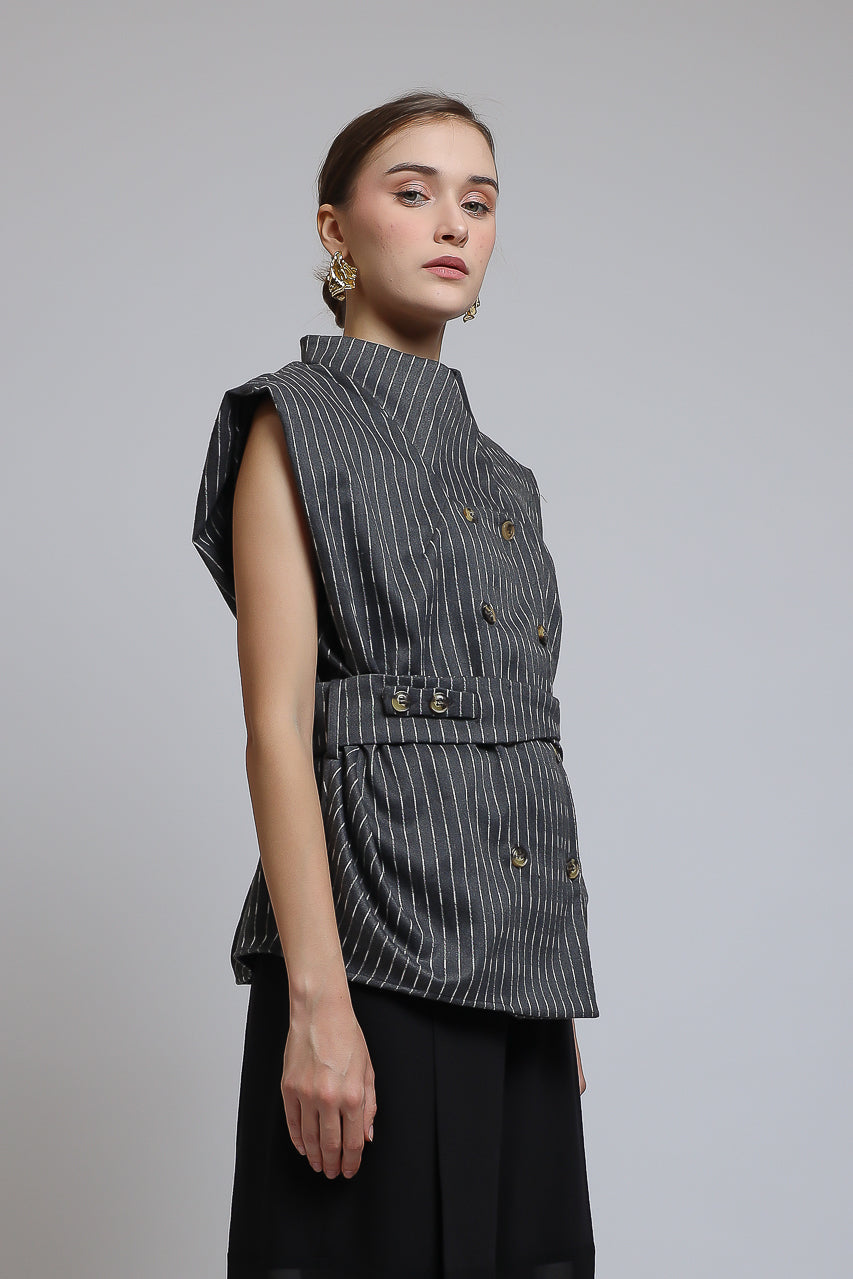 Bloom et Champs Grey Wool Vest Blouse