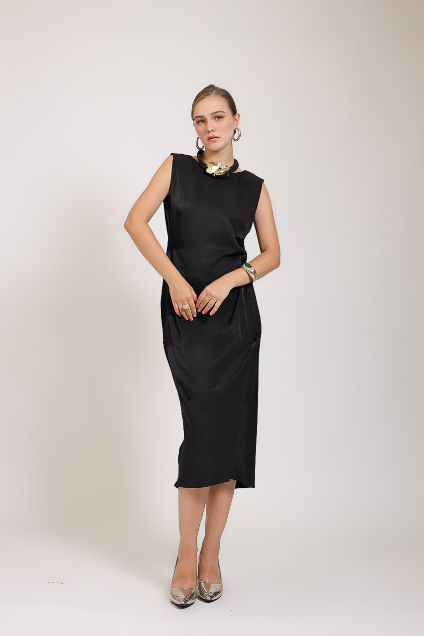 Simple Saten Midi Dress