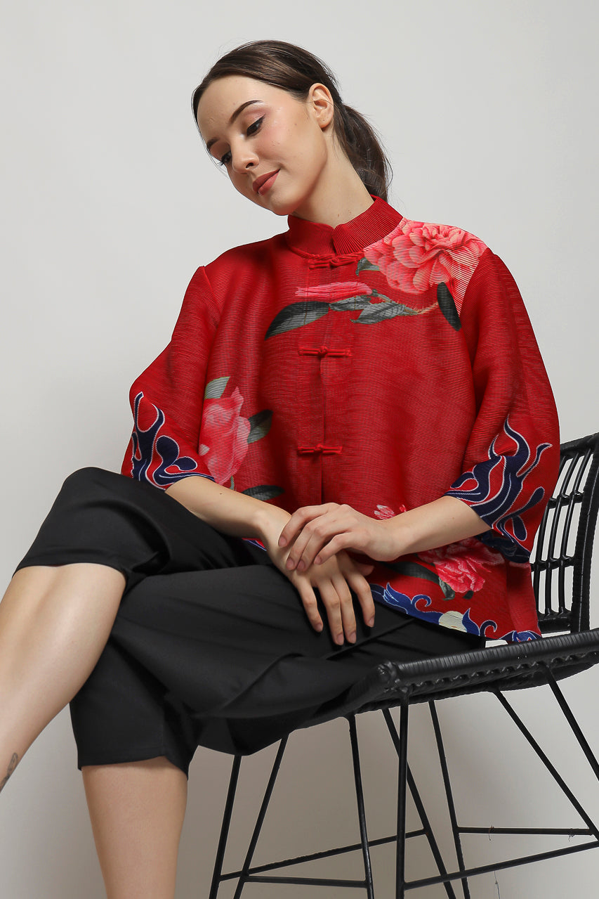 Bloom et Champs Floral Pleats Top