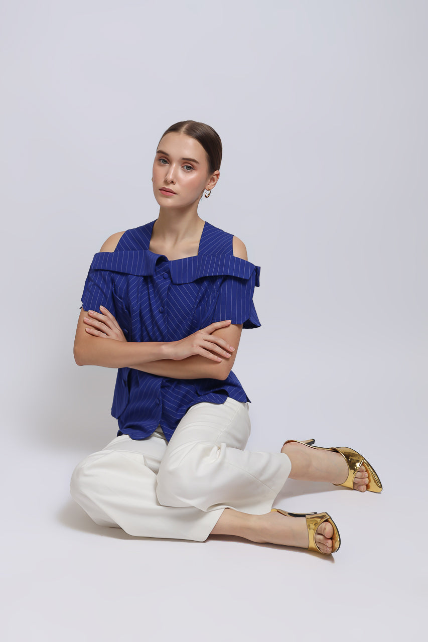 Bloom et Champs Stripe Sabrina in Coral Blue