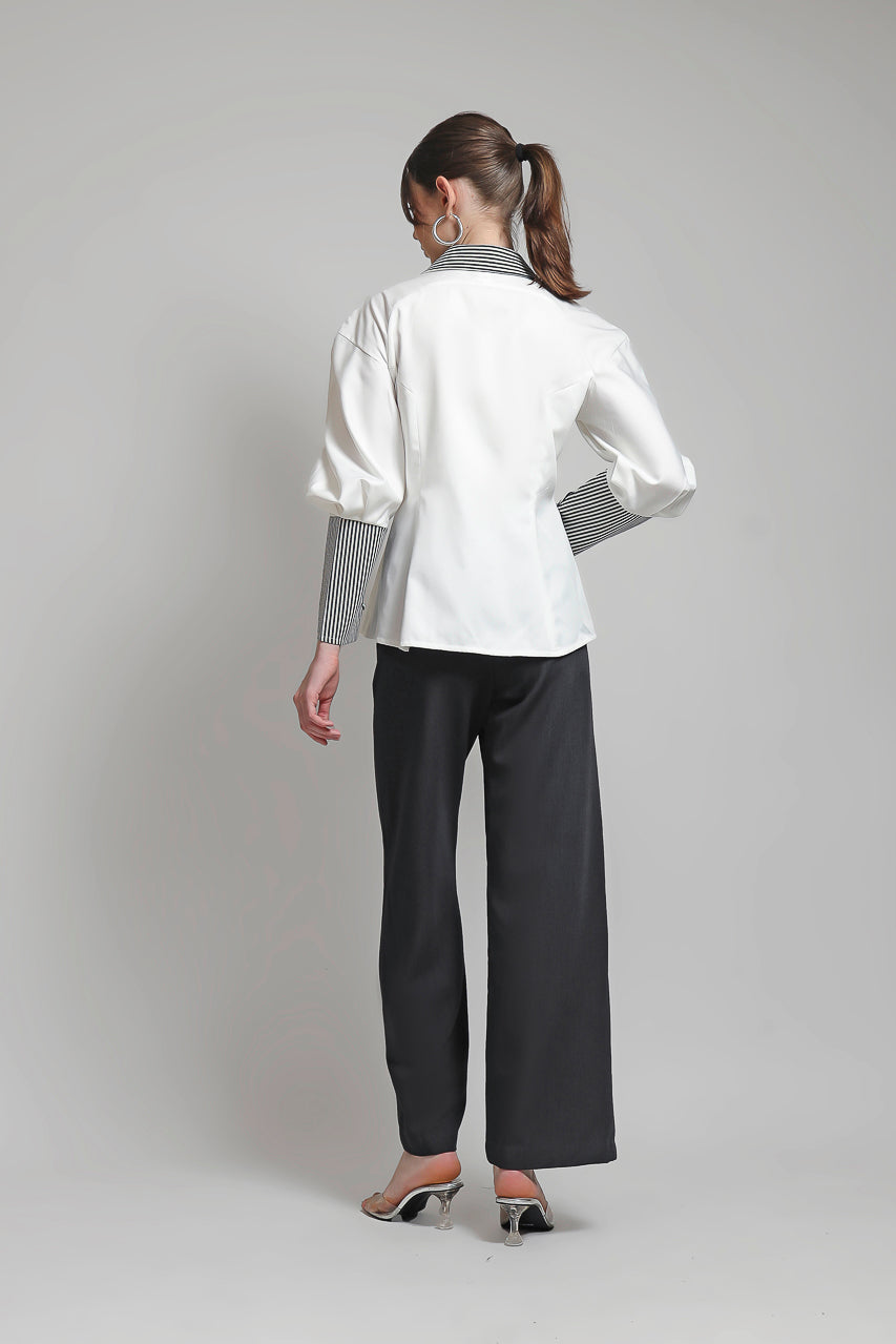 Bloom et Champs Rompi Violet Floral/ Kemeja Marcel Putih