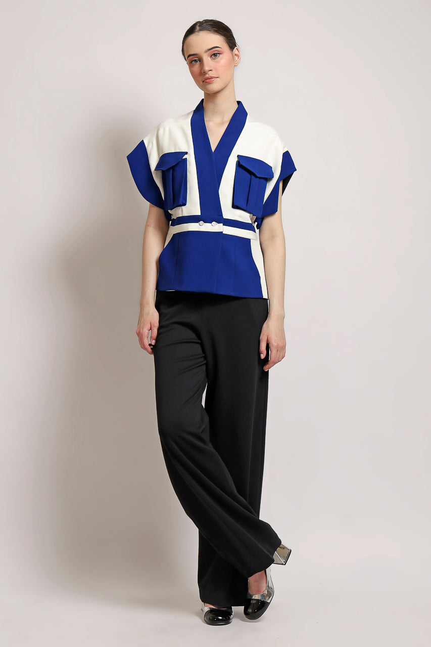 Bloom et Champs Kimono AK Kantong Biru Putih