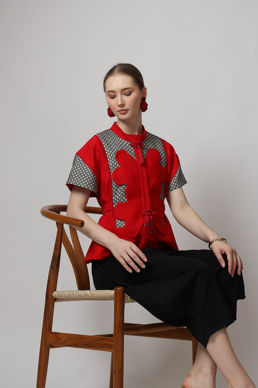 Bloom et Champs Clover Blouse in Red