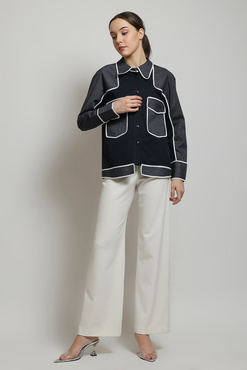 Bloom et Champs Kemeja Salur Navy