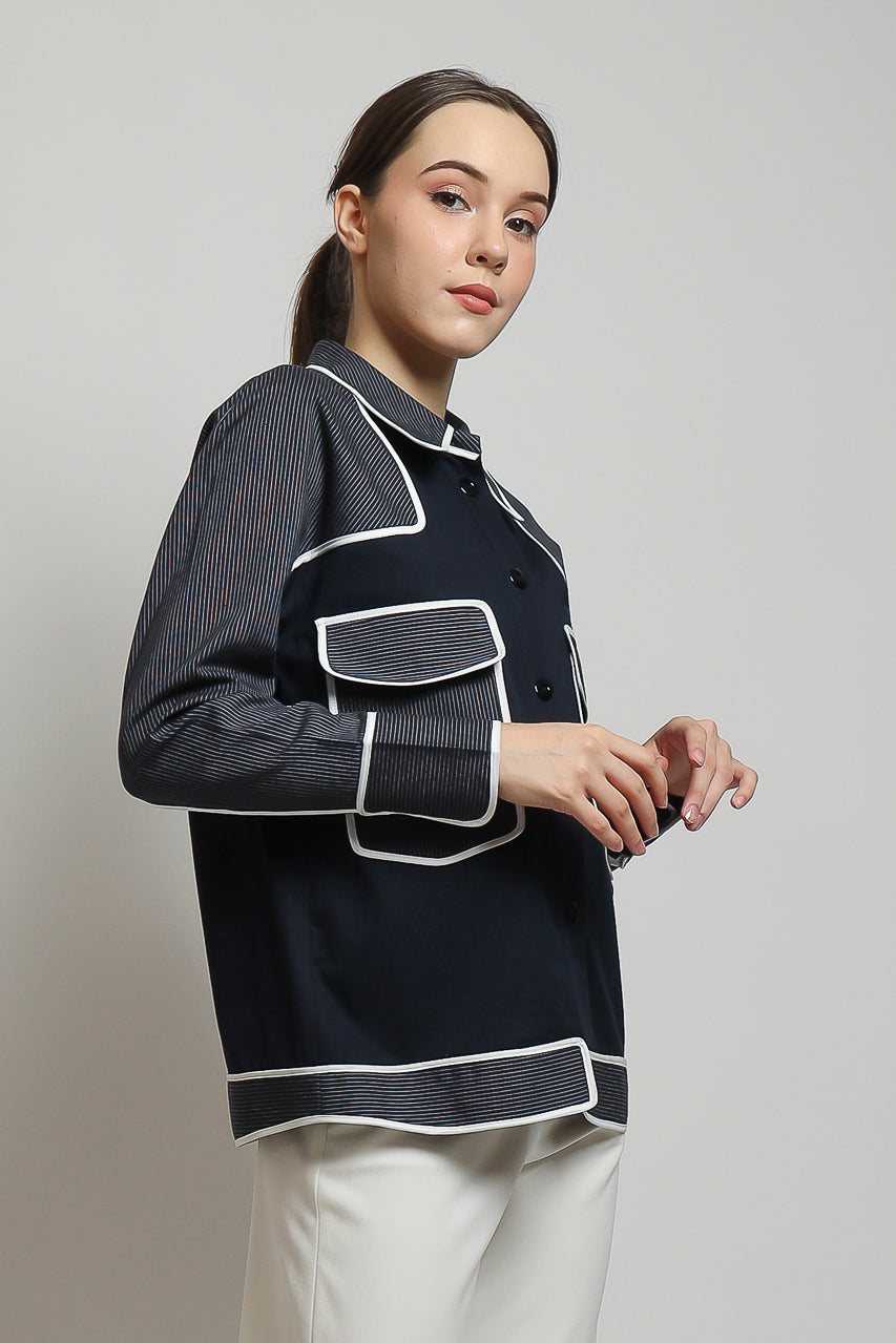 Bloom et Champs Kemeja Salur Navy