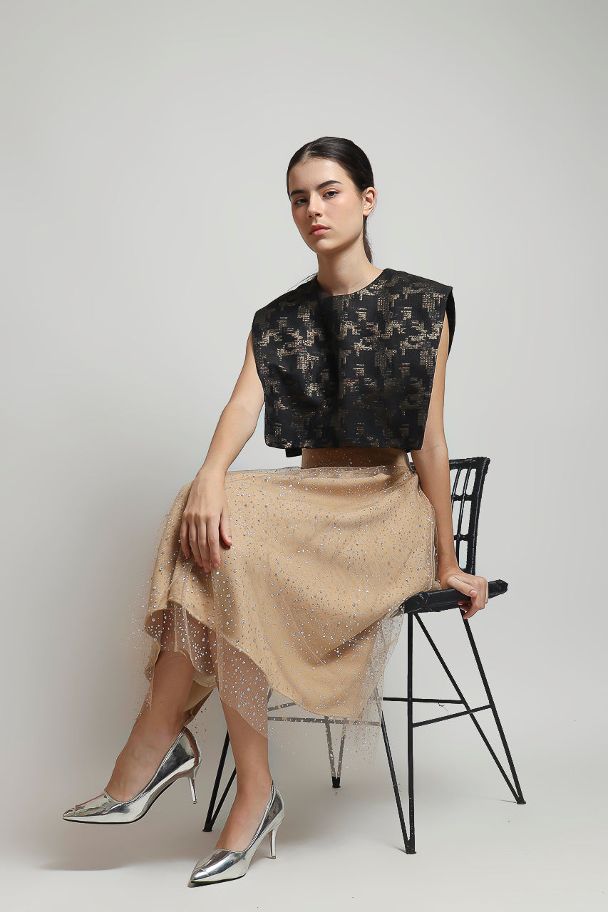 Bloom et Champs Tutu Skirt in Beige/Top Jacquard Kotak