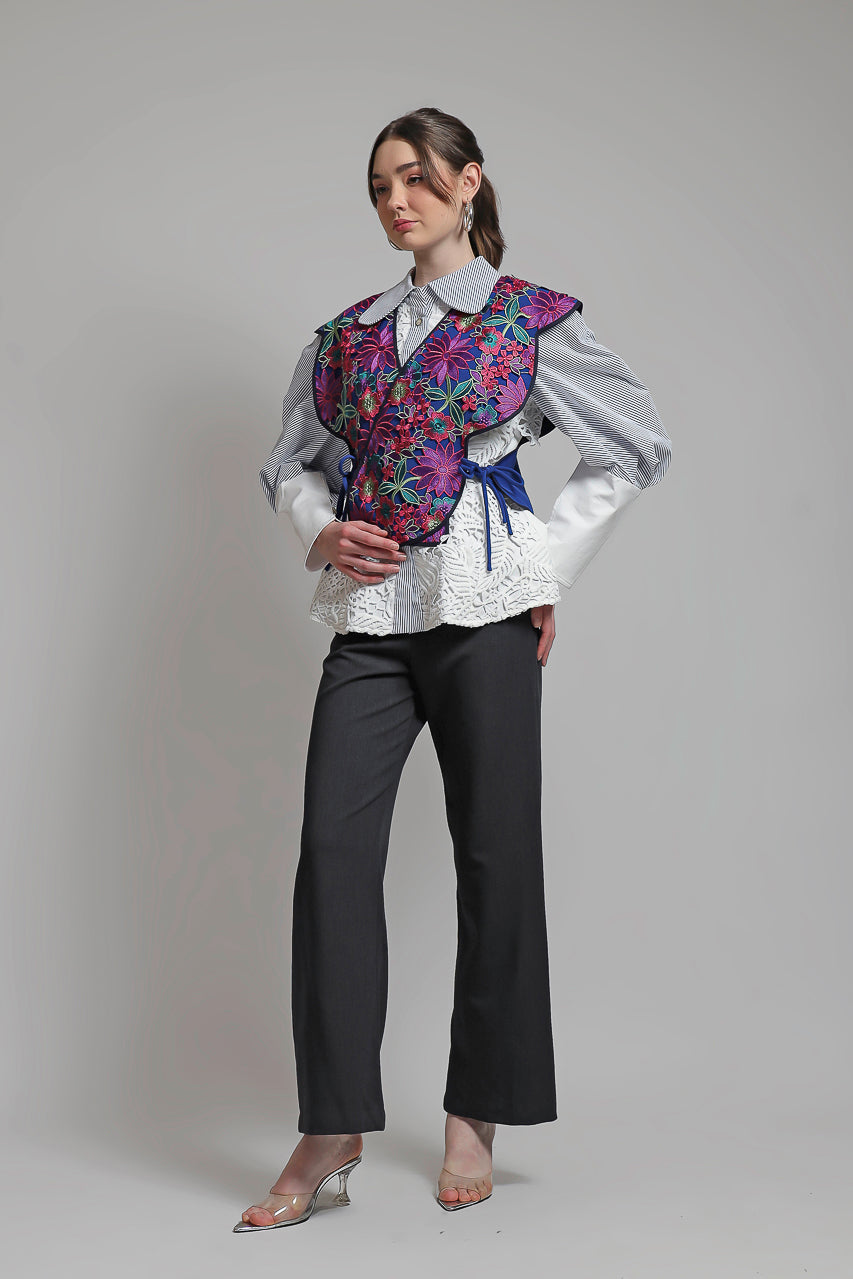 Bloom et Champs Rompi Violet Floral/ Kemeja Marcel Putih