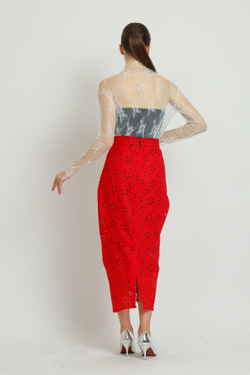 Bloom et Champs Rok Eyelet Linen Merah