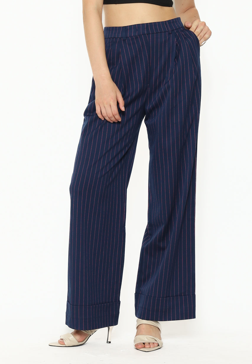 Bloom et Cotton Stripes Navy Pants