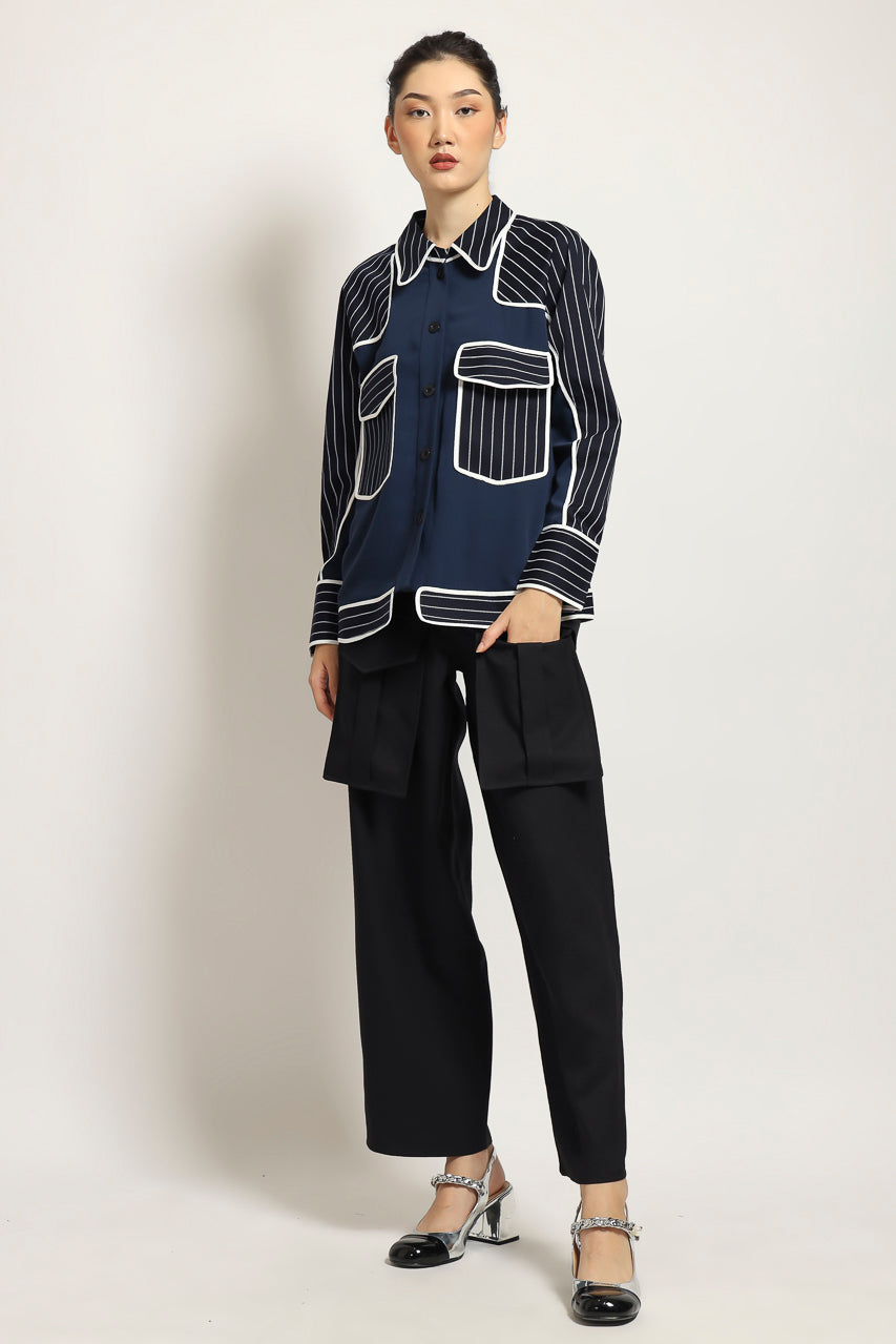 Bloom et Champs Kemeja Salur Navy