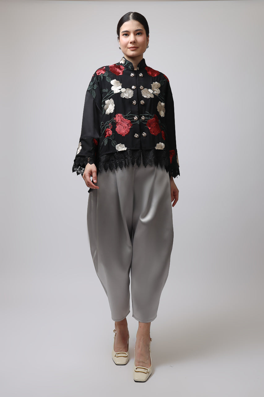 Bloom et Champs Mawar Blouse/Mikado Silver Pants