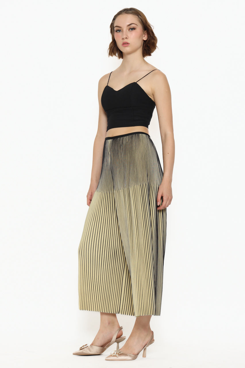 Bloom et Champs Zebra Pleats Pants in Sandy Color