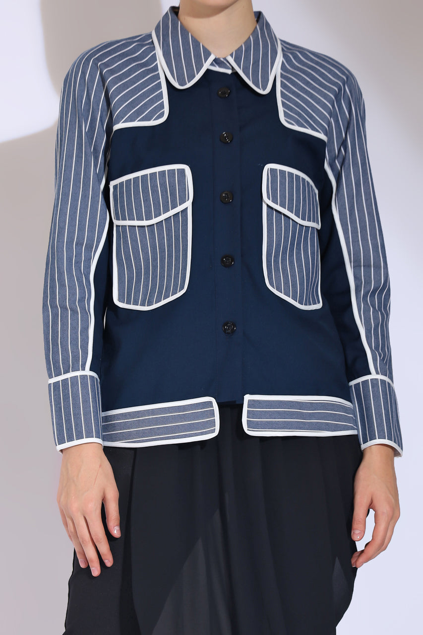 Bloom et Champs Kemeja Salur List Navy