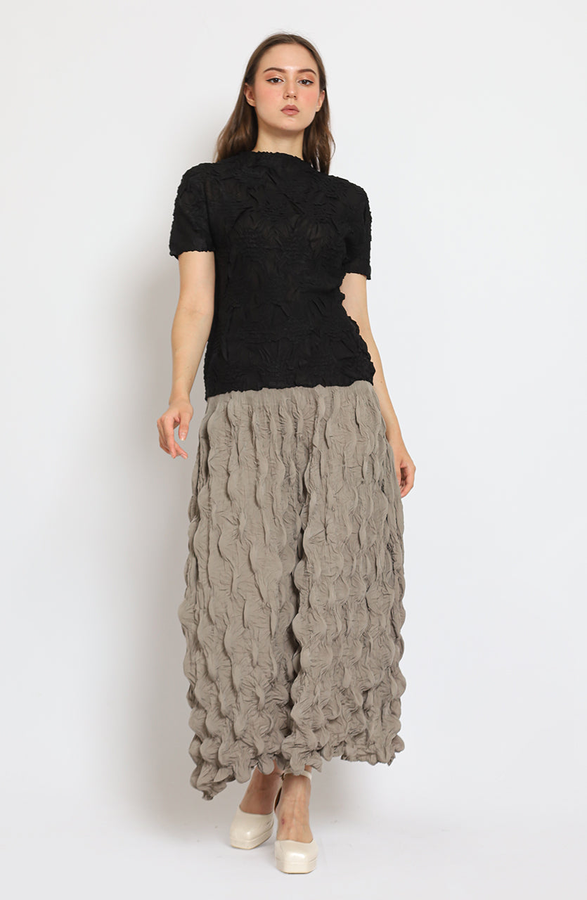 Bloom Pleats Embossed Skirt / Floral Pleats Top