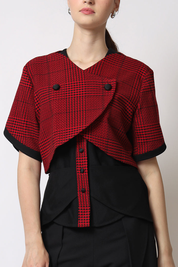 Bloom et Champs Collins Blouse Red Checkered