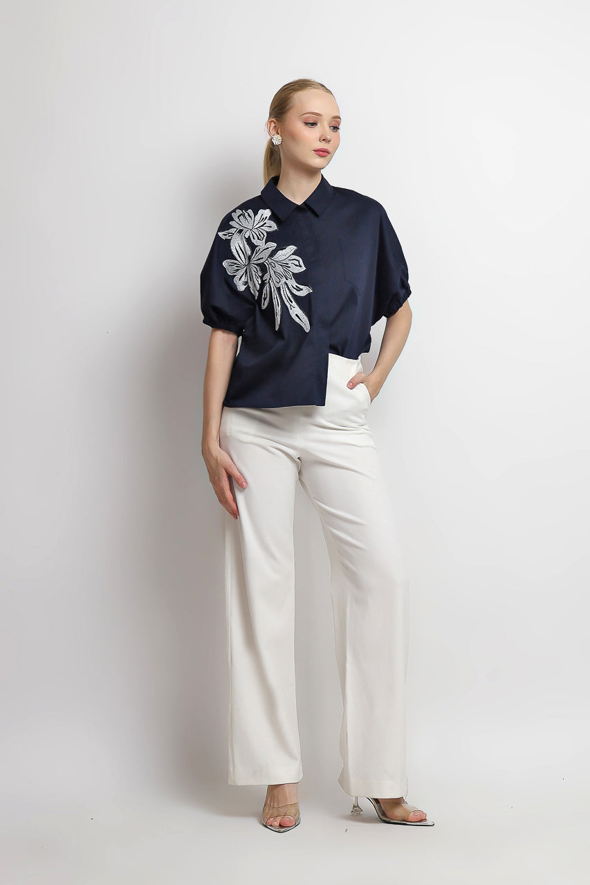 Bloom et Champs Kemeja Bunga Silver