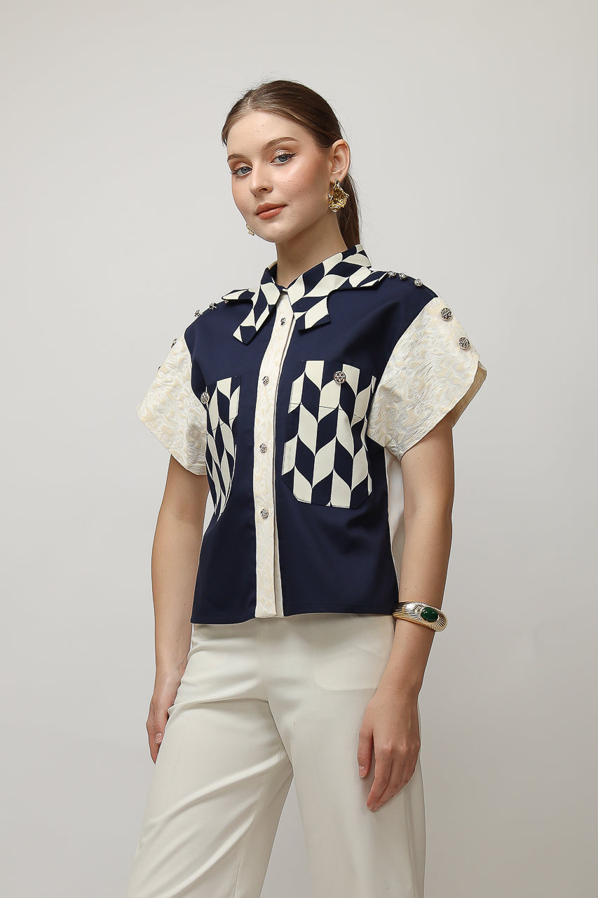BLoom et Champs Kemeja Catur Navy