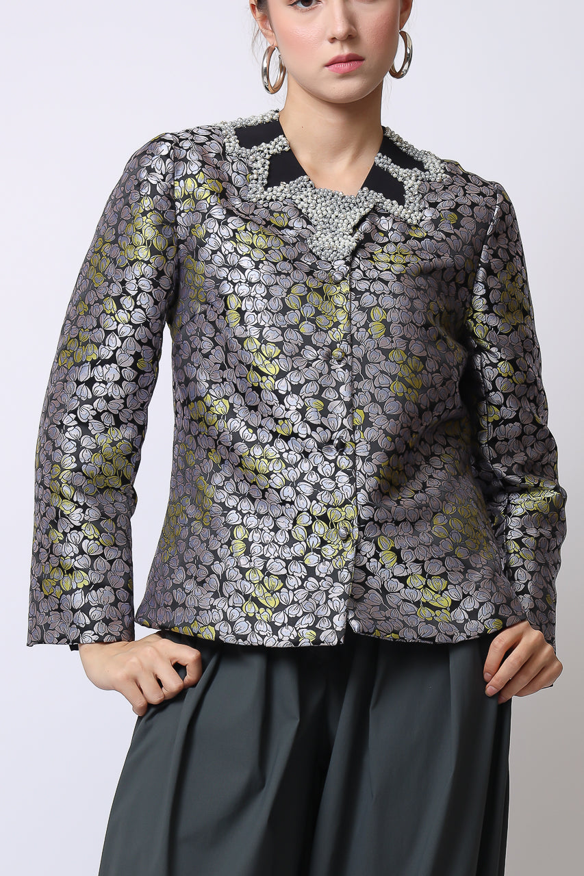 Bloom et Champs Grey Jacquard Blazer