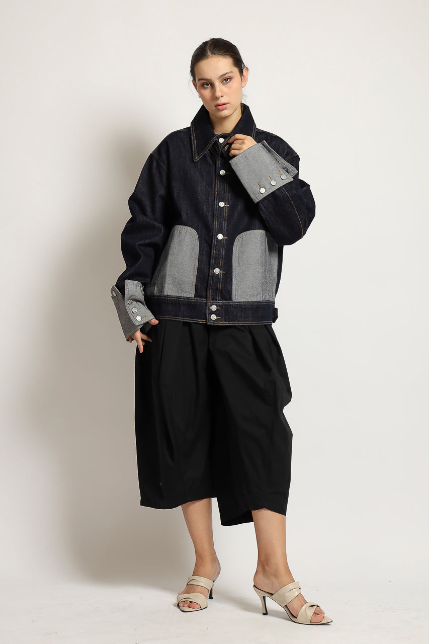 Bloom et Cotton Denim Jacket with removable Sleeve