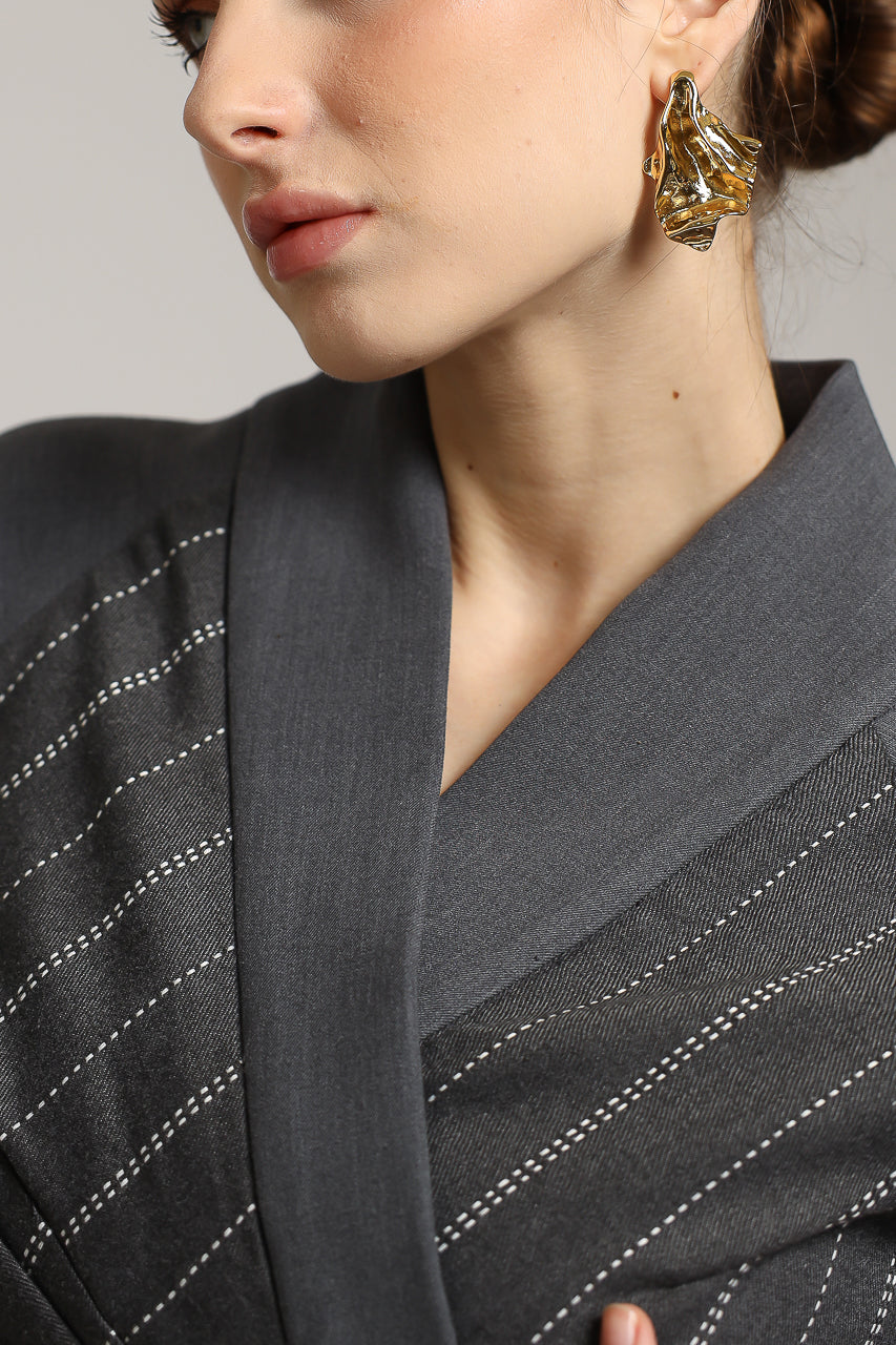 Bloom et Champs Semi Stripe Grey Blouse