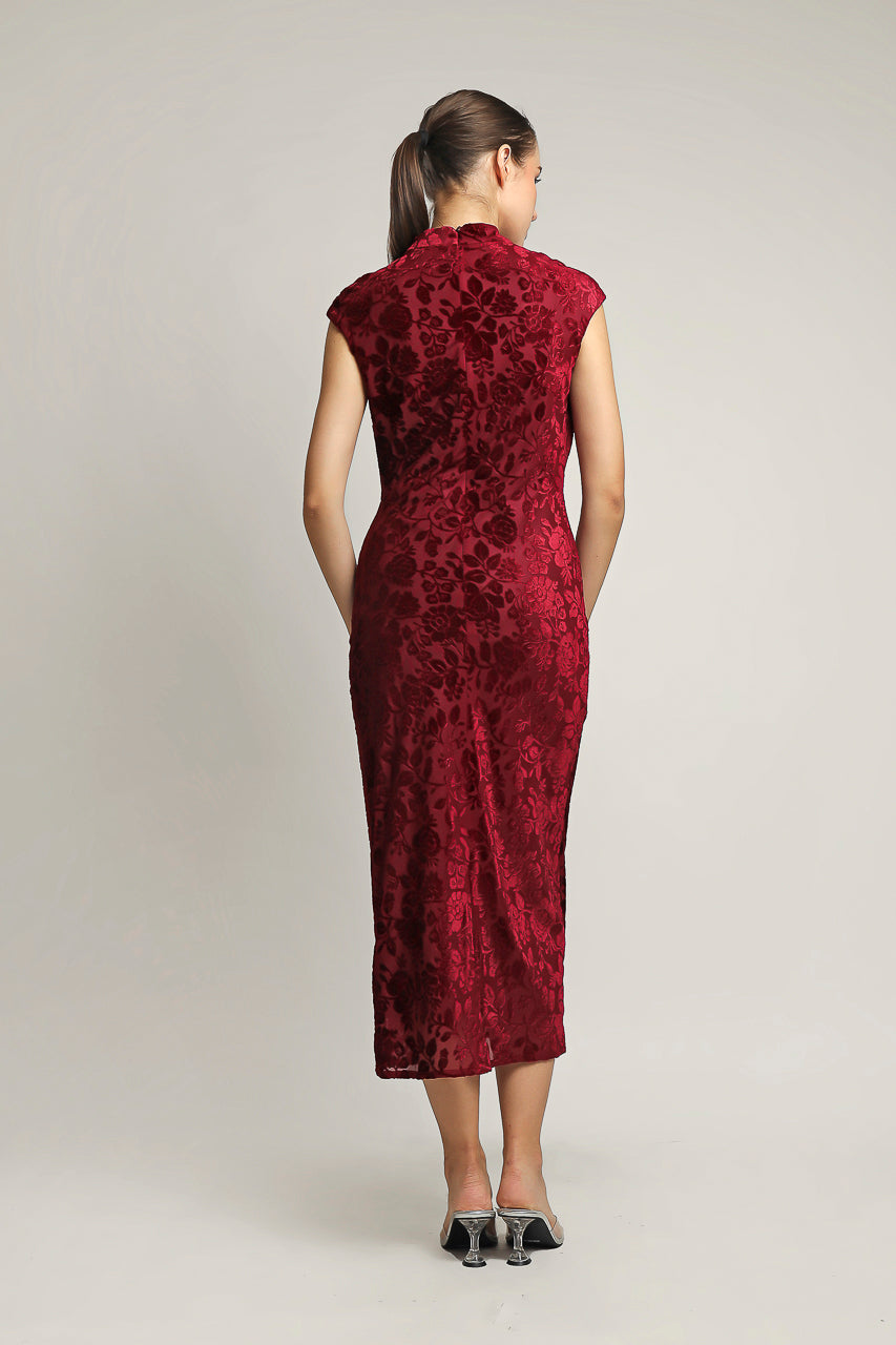 Bloom et Champs Dress Velvet Bordeaux
