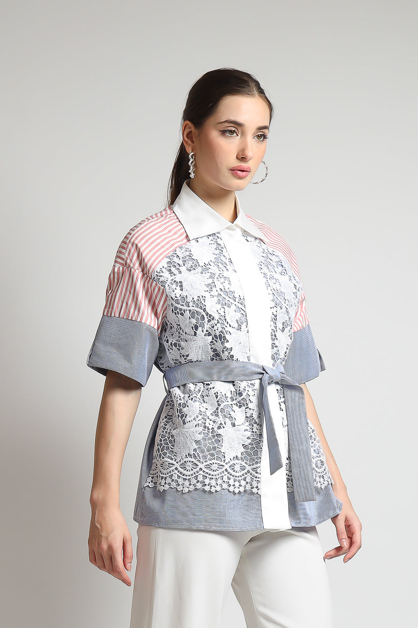 Bloom et Champs Kemeja Salur Pink