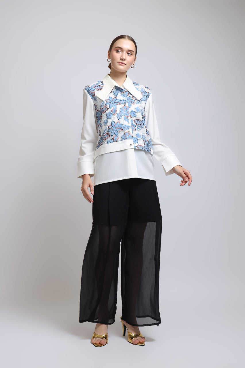 Bloom et Champs Kemeja Daun Biru/Celana Alena Chiffon