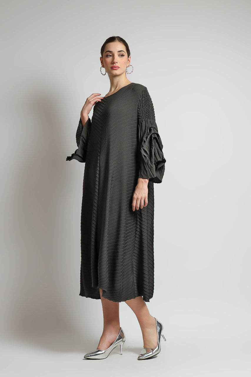 Bloom et Champs Dress Pleats Long Sleeves