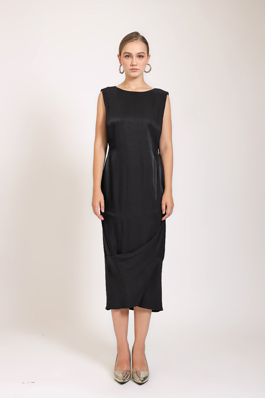 Simple Saten Midi Dress
