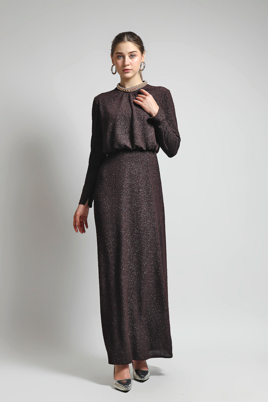 Bloom et Champs Dress Cognac Pearl Dress