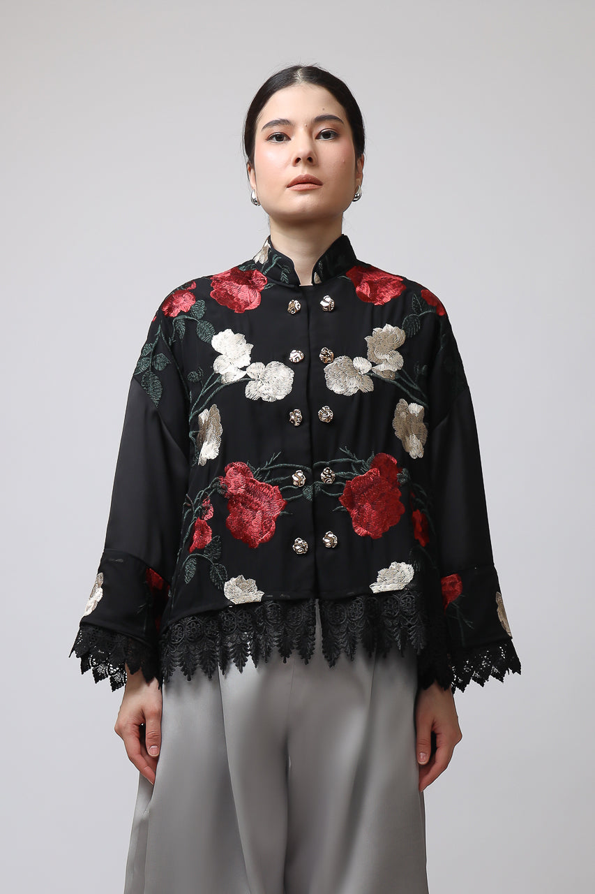 Bloom et Champs Mawar Blouse/Mikado Silver Pants