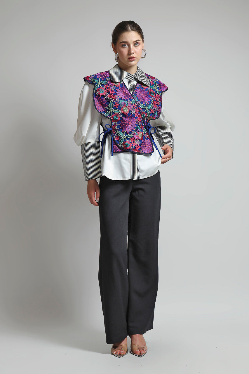 Bloom et Champs Violet Outer/Kemeja Marcel Putih